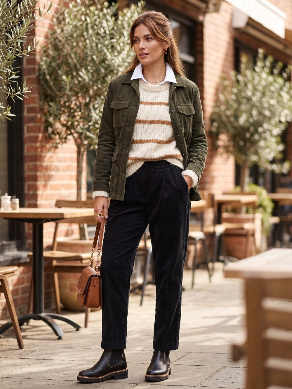 Vintage Black Corduroy Pleated Pants Dark Academia Elastic Tapered Trousers